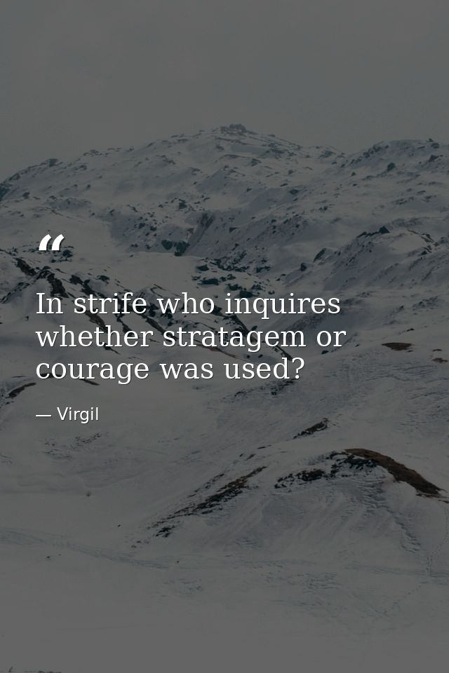 In strife who inquires whether stratagem or courage was used? — Virgil