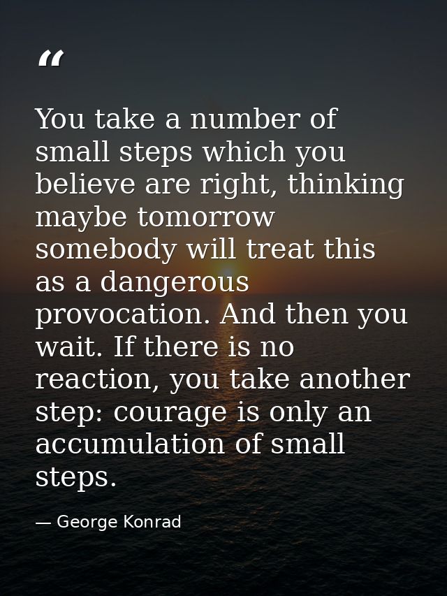 You take a number of small steps which you believe are right, thinking maybe tomorrow somebody will treat this as a dang — George Konrad