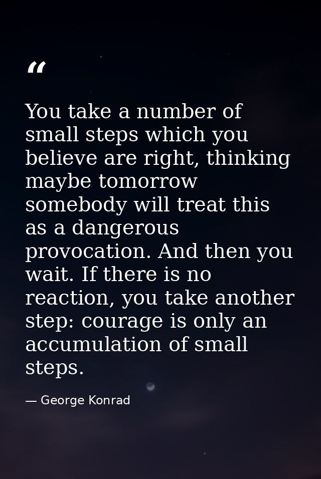You take a number of small steps which you believe are right, thinking maybe tomorrow somebody will treat this as a dang — George Konrad