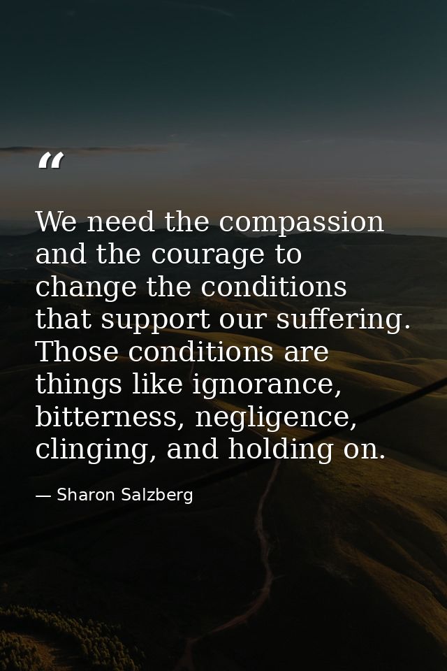 We need the compassion and the courage to change the conditions that support our suffering. Those conditions are things  — Sharon Salzberg