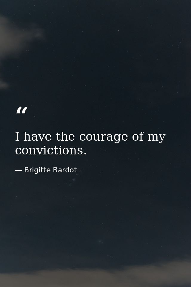 I have the courage of my convictions. — Brigitte Bardot