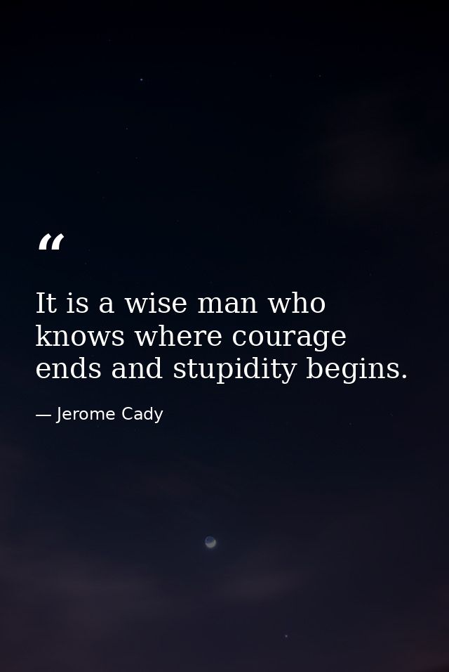 It is a wise man who knows where courage ends and stupidity begins. — Jerome Cady