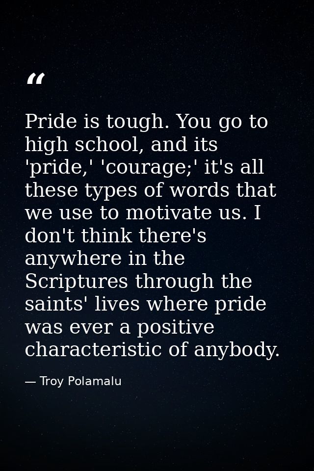 Pride is tough. You go to high school, and its 'pride,' 'courage;' it's all these types of words that we use to motivate — Troy Polamalu