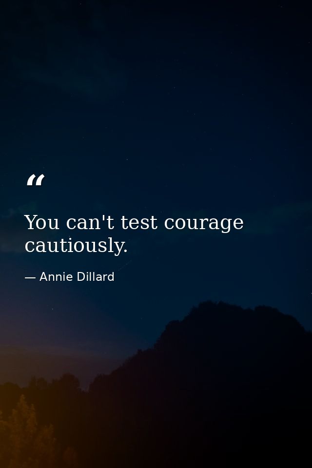 You can't test courage cautiously. — Annie Dillard