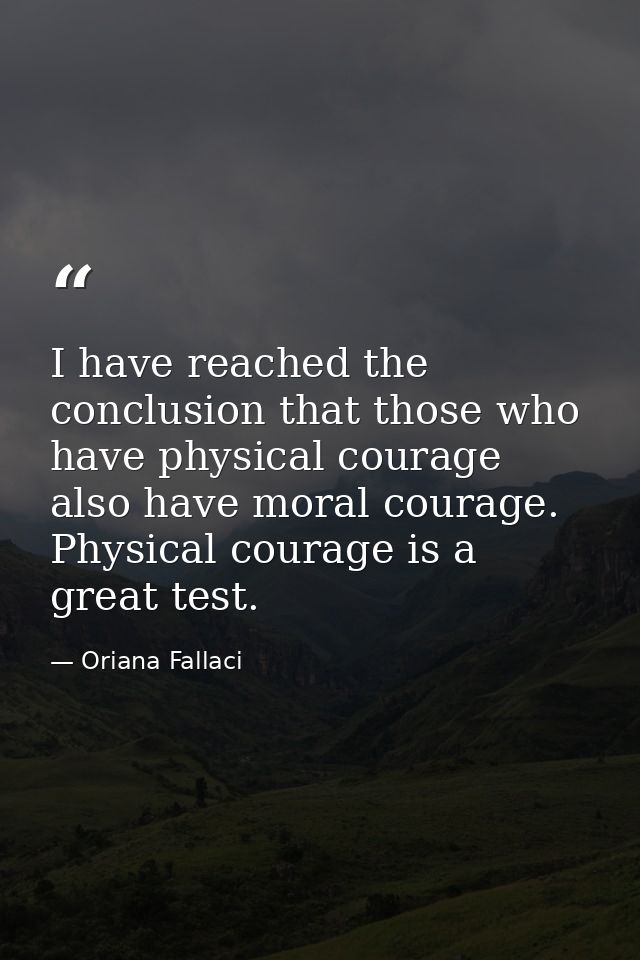 I have reached the conclusion that those who have physical courage also have moral courage. Physical courage is a great  — Oriana Fallaci