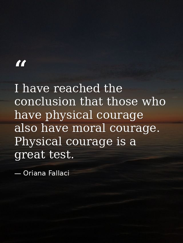 I have reached the conclusion that those who have physical courage also have moral courage. Physical courage is a great  — Oriana Fallaci