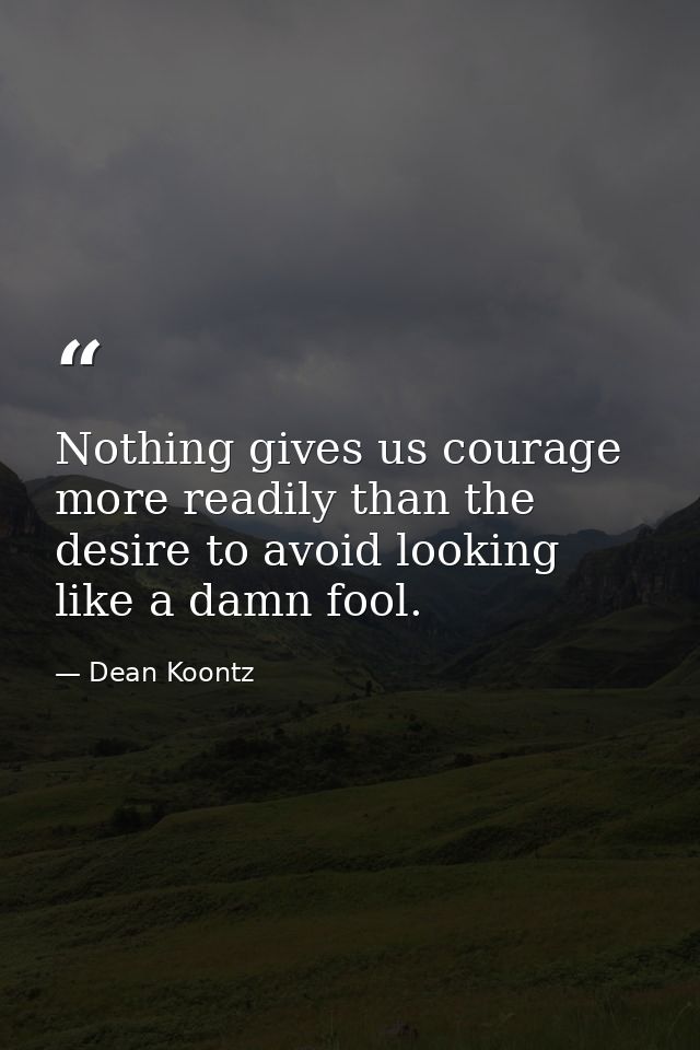 Nothing gives us courage more readily than the desire to avoid looking like a damn fool. — Dean Koontz