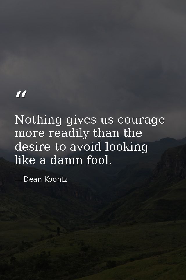 Nothing gives us courage more readily than the desire to avoid looking like a damn fool. — Dean Koontz