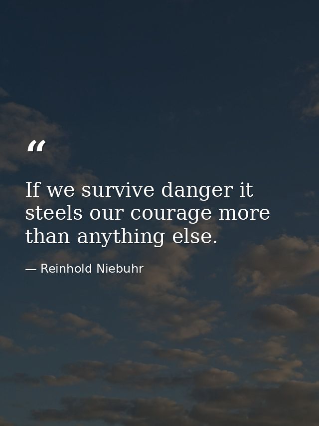 If we survive danger it steels our courage more than anything else. — Reinhold Niebuhr