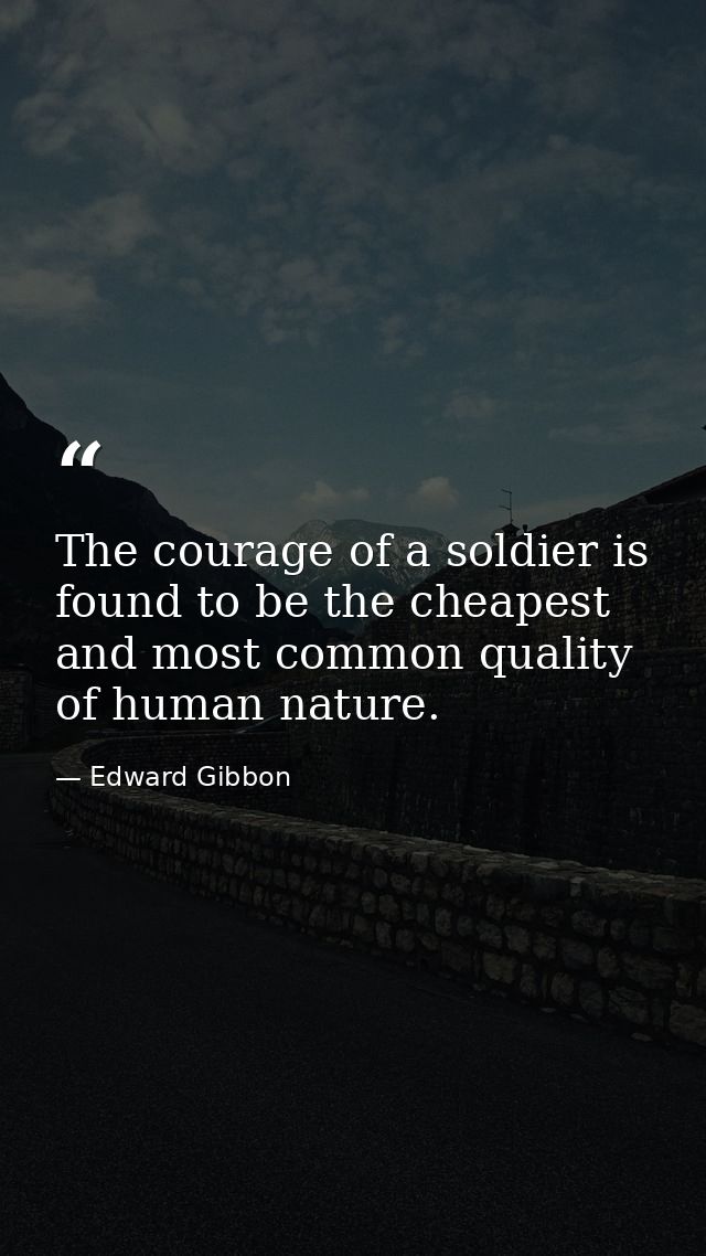 The courage of a soldier is found to be the cheapest and most common quality of human nature. — Edward Gibbon