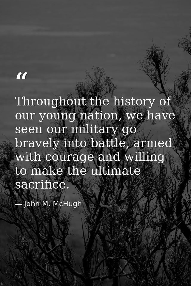 Throughout the history of our young nation, we have seen our military go bravely into battle, armed with courage and wil — John M. McHugh