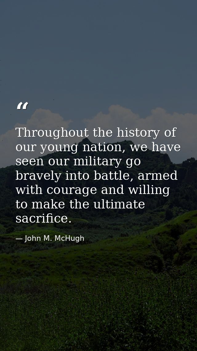 Throughout the history of our young nation, we have seen our military go bravely into battle, armed with courage and wil — John M. McHugh