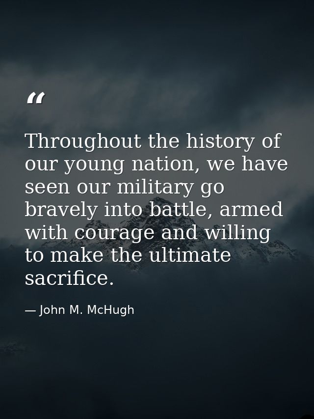 Throughout the history of our young nation, we have seen our military go bravely into battle, armed with courage and wil — John M. McHugh