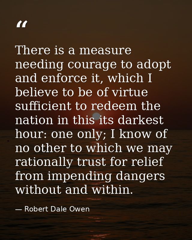There is a measure needing courage to adopt and enforce it, which I believe to be of virtue sufficient to redeem the nat — Robert Dale Owen