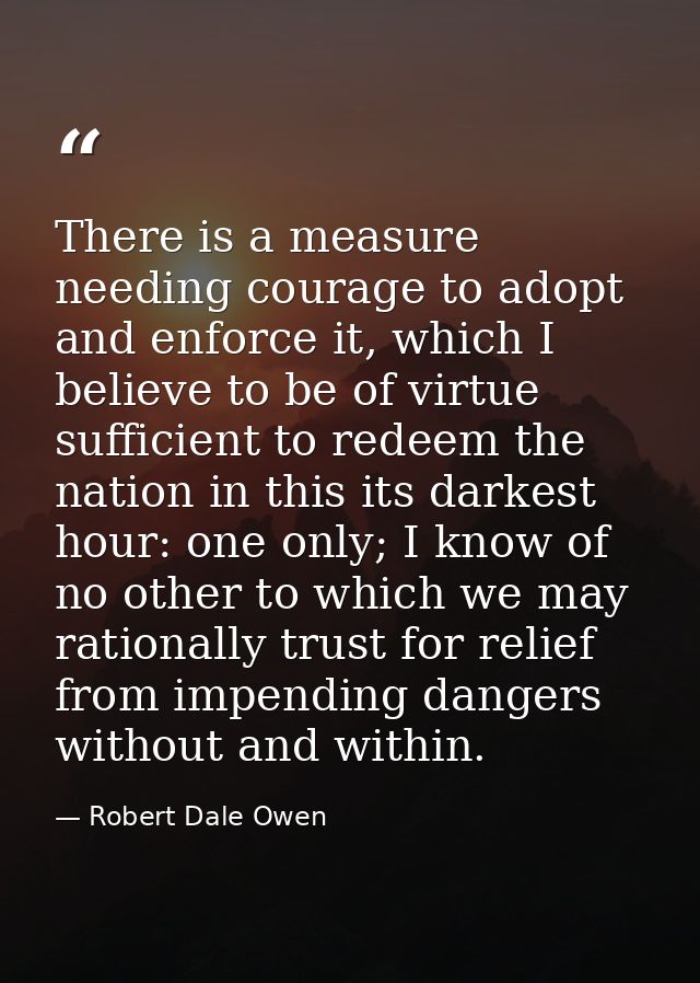 There is a measure needing courage to adopt and enforce it, which I believe to be of virtue sufficient to redeem the nat — Robert Dale Owen