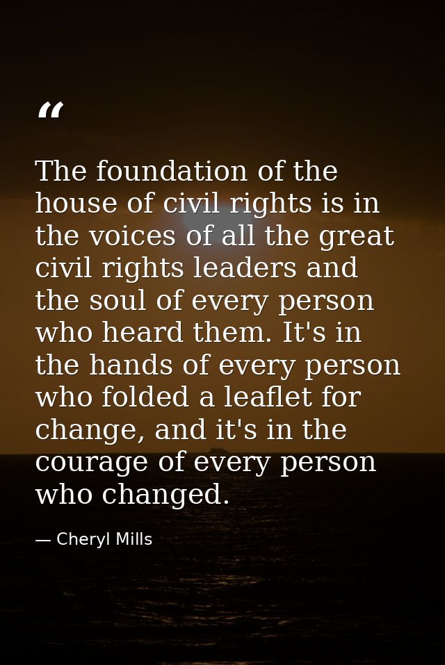 The foundation of the house of civil rights is in the voices of all the great civil rights leaders and the soul of every — Cheryl Mills