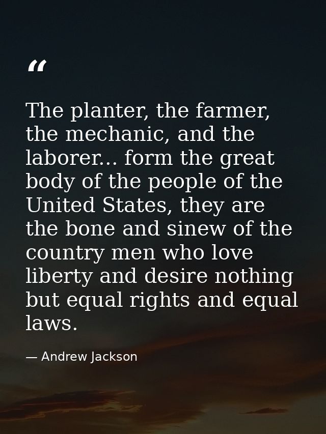 The planter, the farmer, the mechanic, and the laborer... form the great body of the people of the United States, they a — Andrew Jackson