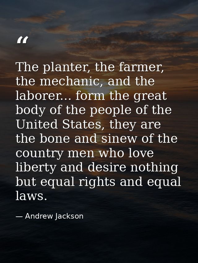 The planter, the farmer, the mechanic, and the laborer... form the great body of the people of the United States, they a — Andrew Jackson