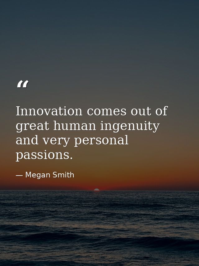Innovation comes out of great human ingenuity and very personal passions. — Megan Smith