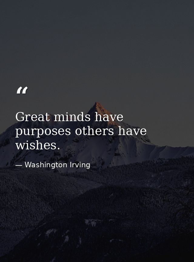 Great minds have purposes others have wishes. — Washington Irving
