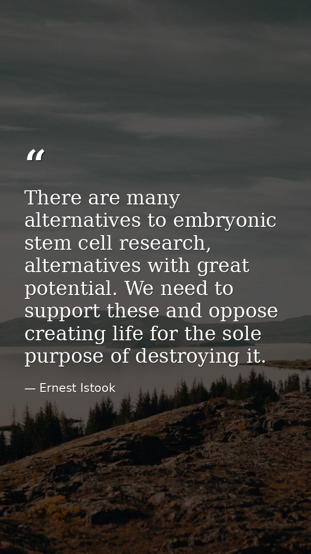 There are many alternatives to embryonic stem cell research, alternatives with great potential. We need to support these — Ernest Istook