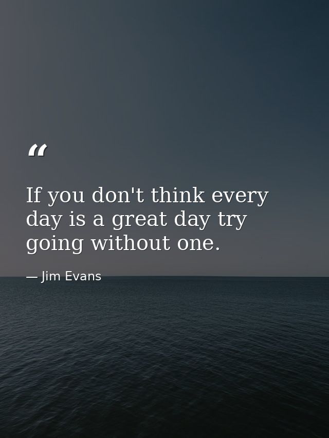 If you don't think every day is a great day try going without one. — Jim Evans
