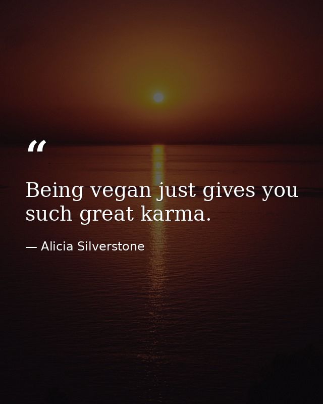 Being vegan just gives you such great karma. — Alicia Silverstone