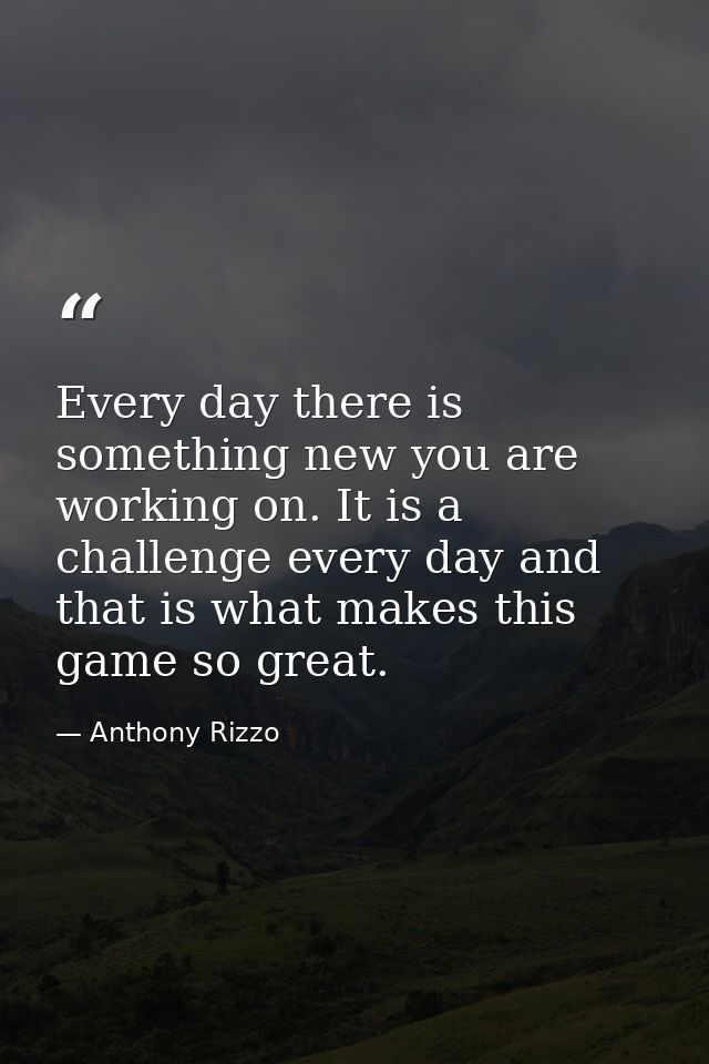 Every day there is something new you are working on. It is a challenge every day and that is what makes this game so gre — Anthony Rizzo