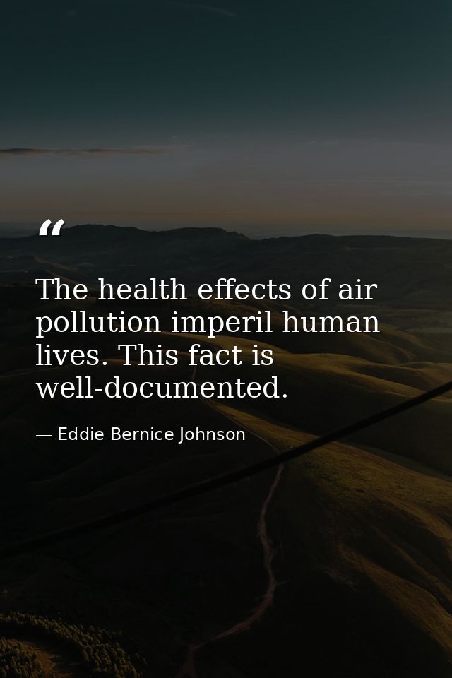 The health effects of air pollution imperil human lives. This fact is well-documented. — Eddie Bernice Johnson