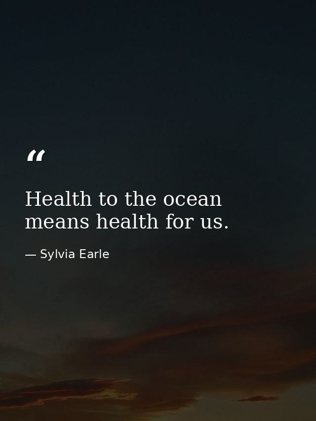 Health to the ocean means health for us. — Sylvia Earle