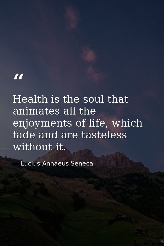 Health is the soul that animates all the enjoyments of life, which fade and are tasteless without it. — Lucius Annaeus Seneca