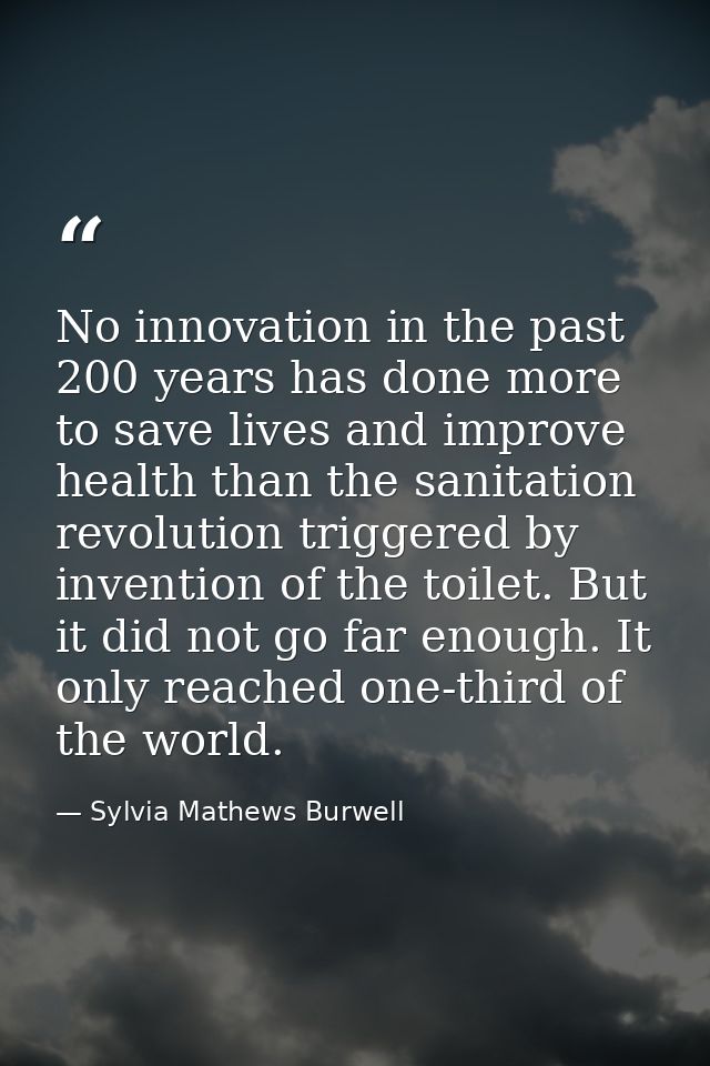 No innovation in the past 200 years has done more to save lives and improve health than the sanitation revolution trigge — Sylvia Mathews Burwell