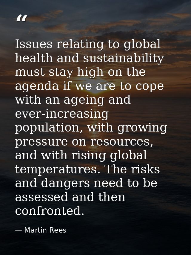 Issues relating to global health and sustainability must stay high on the agenda if we are to cope with an ageing and ev — Martin Rees