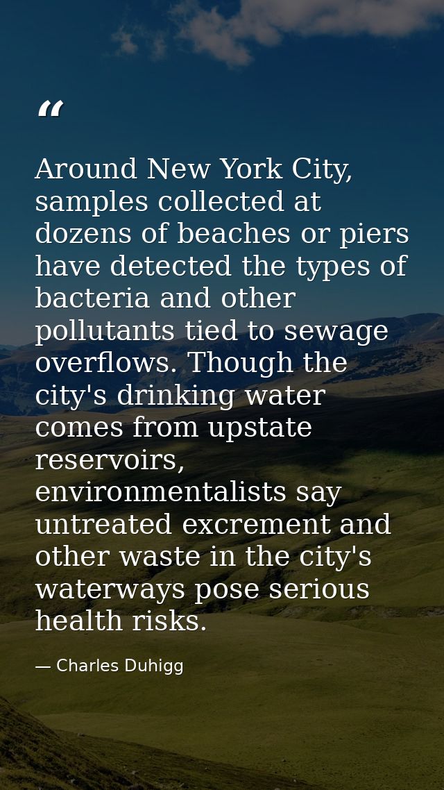 Around New York City, samples collected at dozens of beaches or piers have detected the types of bacteria and other poll — Charles Duhigg