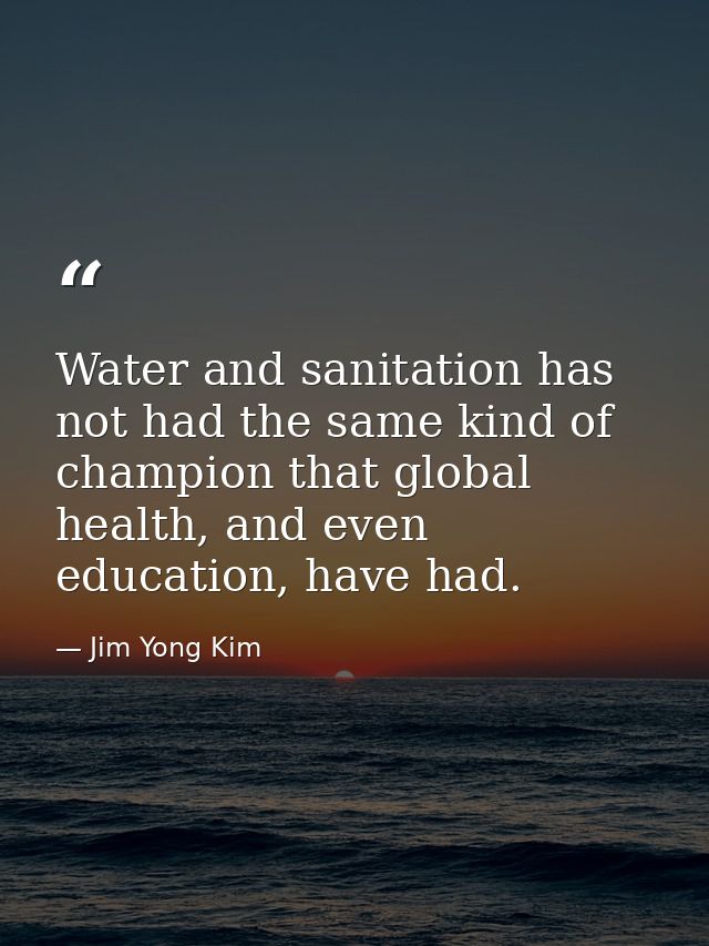 Water and sanitation has not had the same kind of champion that global health, and even education, have had. — Jim Yong Kim