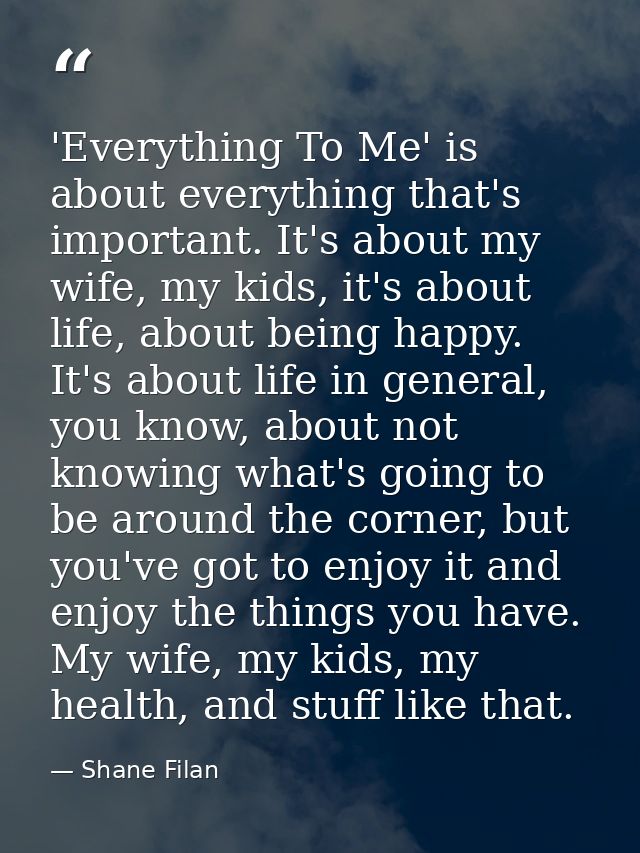 'Everything To Me' is about everything that's important. It's about my wife, my kids, it's about life, about being happy — Shane Filan