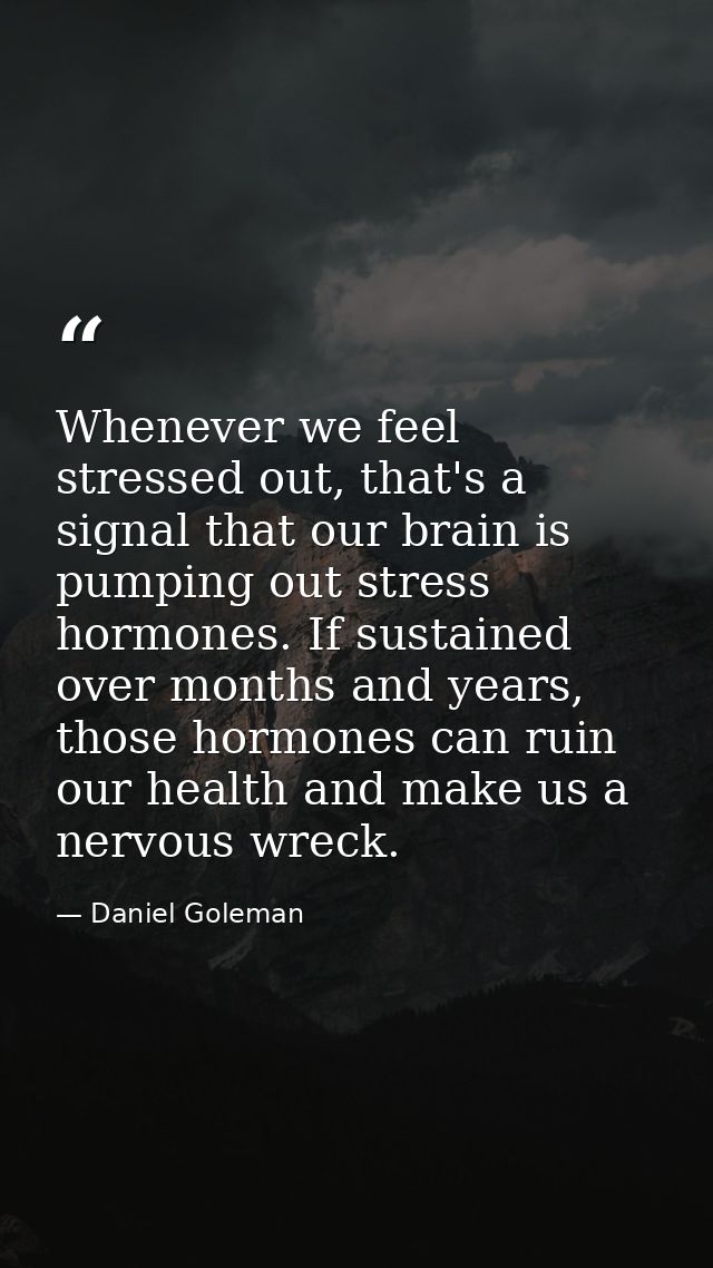 Whenever we feel stressed out, that's a signal that our brain is pumping out stress hormones. If sustained over months a — Daniel Goleman