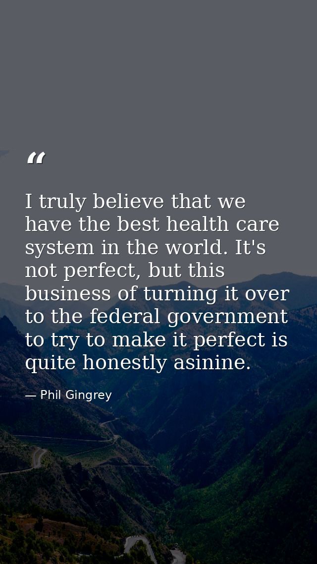 I truly believe that we have the best health care system in the world. It's not perfect, but this business of turning it — Phil Gingrey