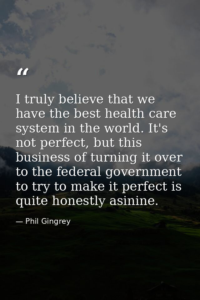 I truly believe that we have the best health care system in the world. It's not perfect, but this business of turning it — Phil Gingrey