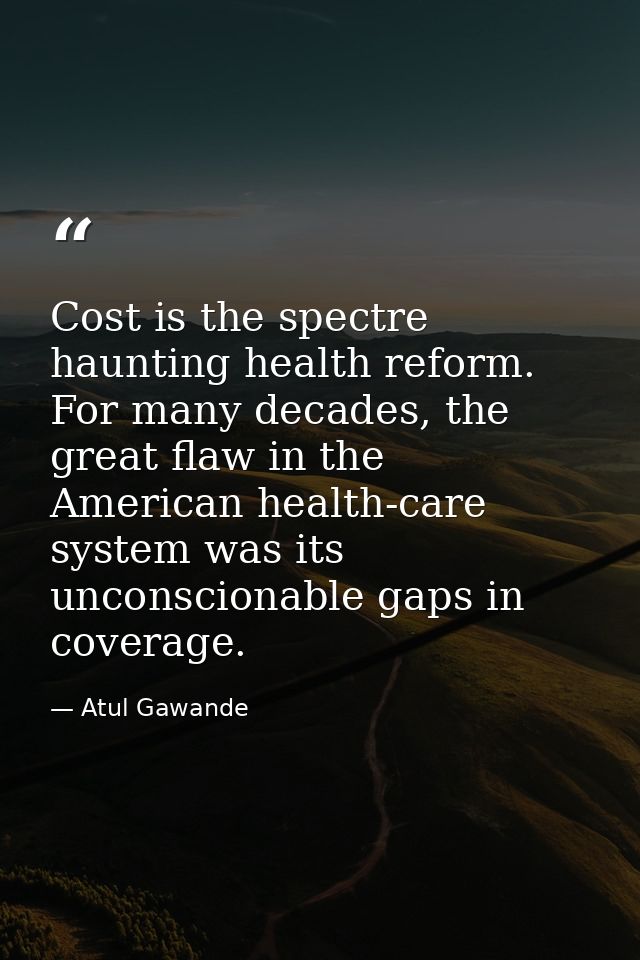 Cost is the spectre haunting health reform. For many decades, the great flaw in the American health-care system was its  — Atul Gawande