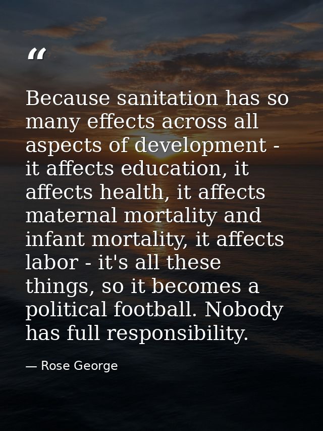 Because sanitation has so many effects across all aspects of development - it affects education, it affects health, it a — Rose George