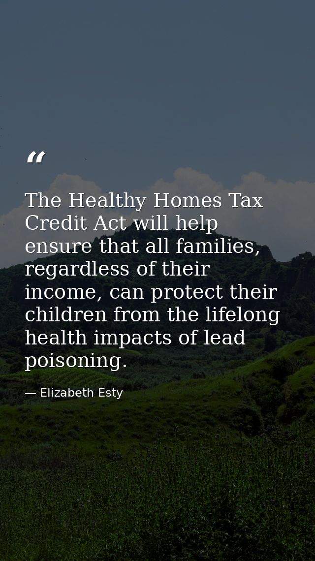 The Healthy Homes Tax Credit Act will help ensure that all families, regardless of their income, can protect their child — Elizabeth Esty