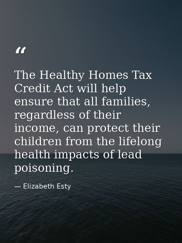 The Healthy Homes Tax Credit Act will help ensure that all families, regardless of their income, can protect their child — Elizabeth Esty