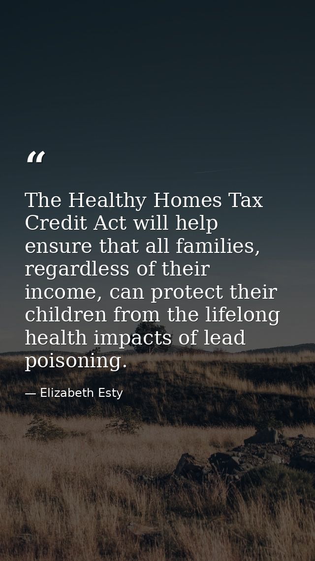 The Healthy Homes Tax Credit Act will help ensure that all families, regardless of their income, can protect their child — Elizabeth Esty