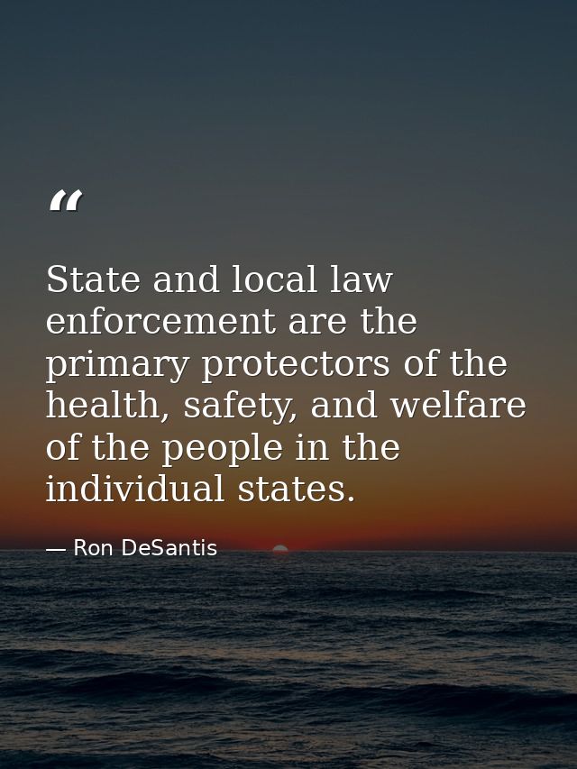 State and local law enforcement are the primary protectors of the health, safety, and welfare of the people in the indiv — Ron DeSantis