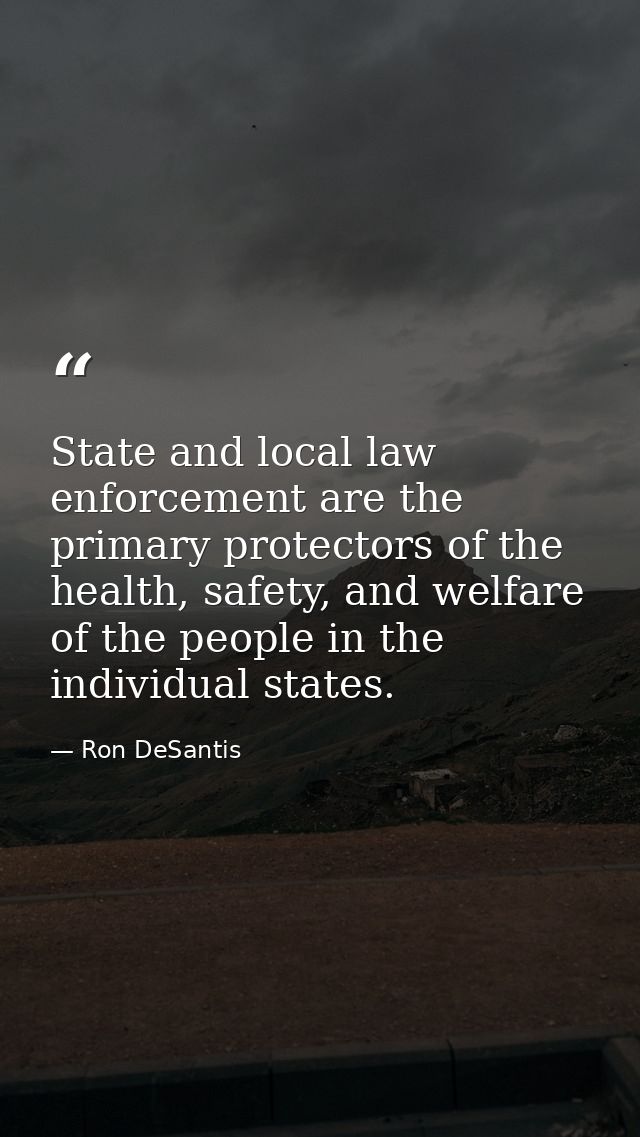 State and local law enforcement are the primary protectors of the health, safety, and welfare of the people in the indiv — Ron DeSantis
