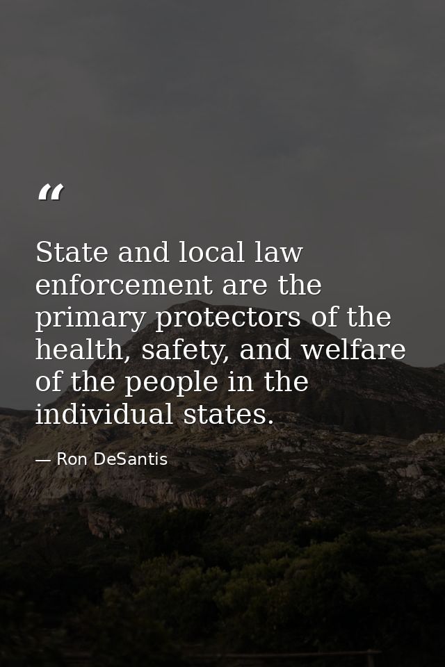State and local law enforcement are the primary protectors of the health, safety, and welfare of the people in the indiv — Ron DeSantis