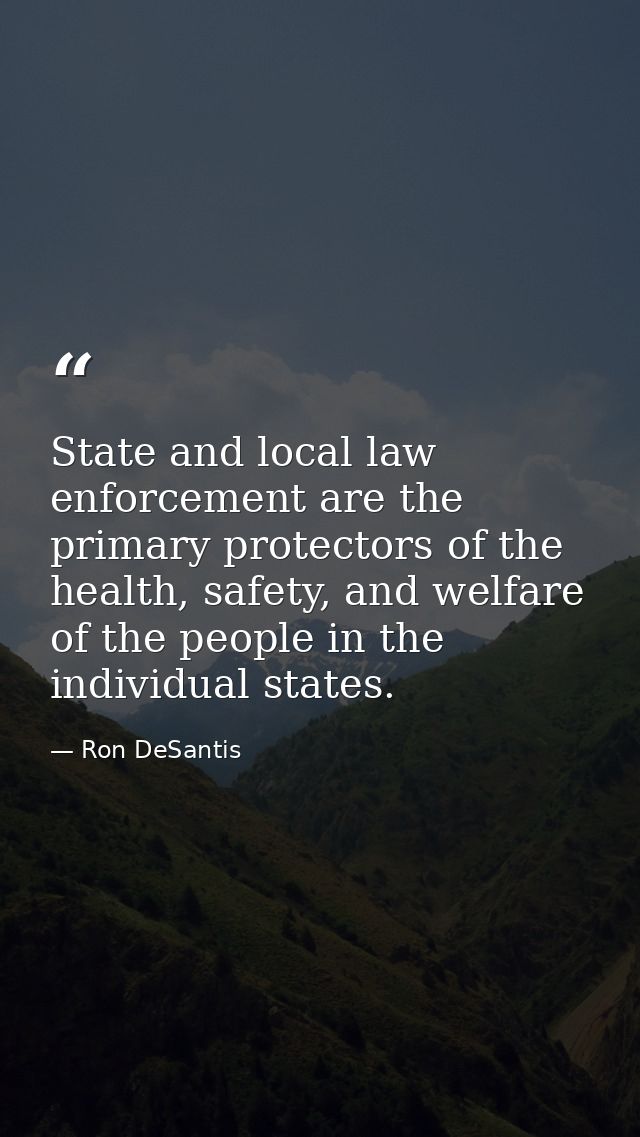 State and local law enforcement are the primary protectors of the health, safety, and welfare of the people in the indiv — Ron DeSantis