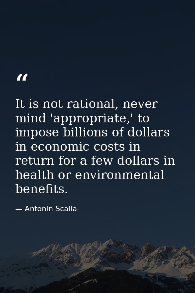 It is not rational, never mind 'appropriate,' to impose billions of dollars in economic costs in return for a few dollar — Antonin Scalia