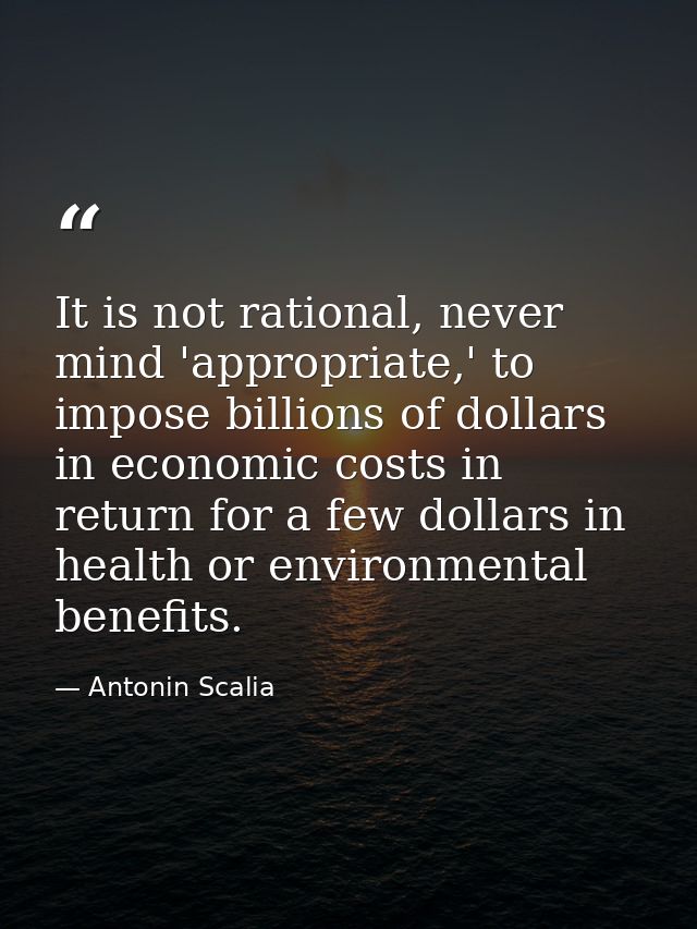 It is not rational, never mind 'appropriate,' to impose billions of dollars in economic costs in return for a few dollar — Antonin Scalia
